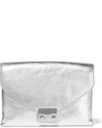 Silver Textured Leather Clutch