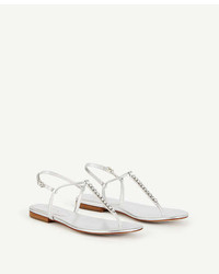 Ann Taylor Meredith Jeweled Leather Thong Sandals