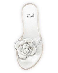 Stuart Weitzman Bloomed Floral Thong Sandal Silver