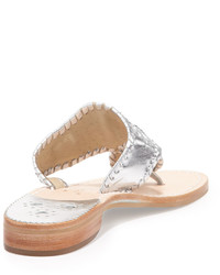 Jack Rogers Hamptons Whipstitch Thong Sandal Silver