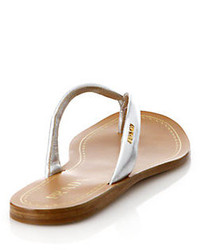 Prada Metallic Leather Logo Thong Sandals