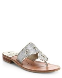 Jack Rogers Sparkle Leather Thong Sandals