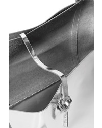 Kara Tie Mirrored Leather Tote Silver
