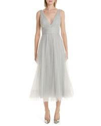 Marchesa Notte Glitter Tulle Tea Length Dress