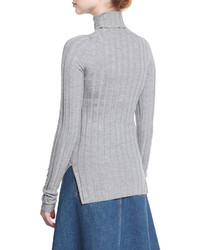 Acne Studios Ribbed Turtleneck Sweater Silver Gray