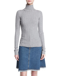 Acne Studios Ribbed Turtleneck Sweater Silver Gray