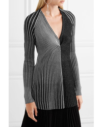 Proenza Schouler Two Tone Ribbed Lurex Sweater Silver