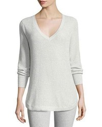 Joan Vass V Neck Lurex Sweater Plus Size