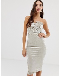 Silver Velvet Bodycon Dress