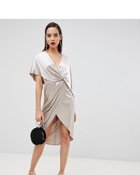 Asos Tall Asos Design Tall Midi Dress In Velvet With Asymmetric Kimono Sleeve