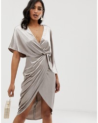 ASOS DESIGN Midi Dress In Velvet With Asymmetric Kimono Sleeve