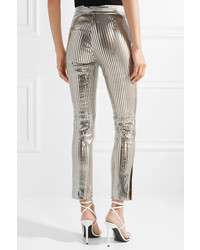Isabel Marant Novida Metallic Striped Leather Skinny Pants