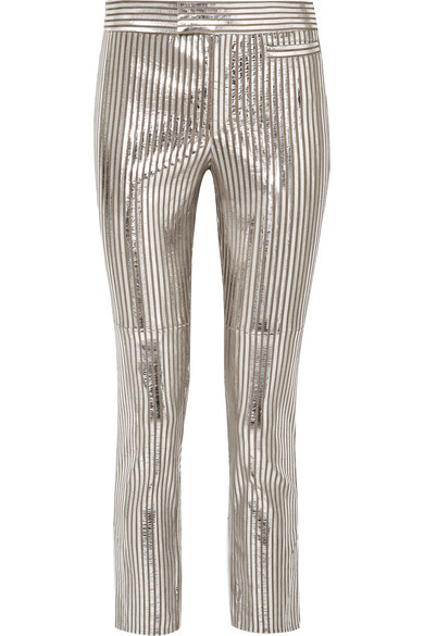 leather stripe pants