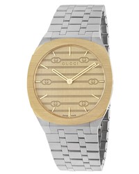 Gucci 25h Two Tone Stainless Bracelet Watch