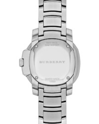 Burberry 34mm Octagonal Stainless Steel Watch With Diamonds