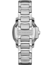 Burberry 34mm Octagonal Stainless Steel Watch With Mother Of Pearl Diamonds