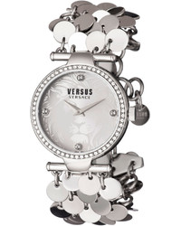 Versus By Versace 34mm Paris Lights Swarovski Bezel Bracelet Watch Silver