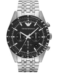 Emporio Armani 7 Link Silver Stainless Steel Bracelet Chronograph Sport Watch