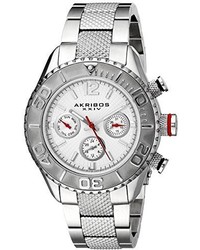 Akribos XXIV Ak695ss Ultimate Swiss Quartz Multifunction Silver Tone Stainless Steel Bracelet Watch