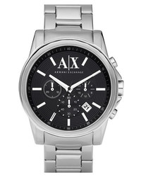 AX Armani Exchange Chronograph Bracelet Watch 45mm Black Silver