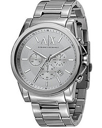 Armani Exchange Ax Silvertone Stainless Steel 3 Hand Chronograph Watch