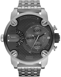 Diesel Black Chronograph Watch With Silver Bracelet