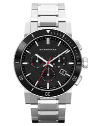 Burberry Check Stamped Bracelet Watch 42mm Black Silver