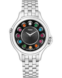 Fendi Crazy Carats Stainless Steel Topaz Watch With Black Dial 29 Tcw