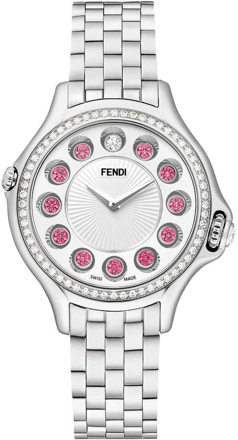 Fendi Crazy Carats Stainless Steel Topaz Watch With White Diamond 