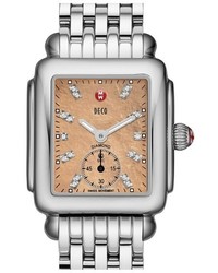 Michele Deco 16 Diamond Dial Watch With Bracelet 29mm X 31mm Silver Coco