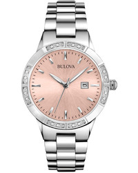 Bulova Diamond Accent Stainless Steel Bracelet Watch 32mm 96r175