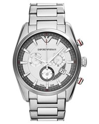 Emporio Armani Chronograph Bracelet Watch 43mm Silver