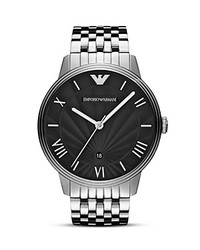 Emporio Armani Silver And Black Stainless Steel Watch 41mm