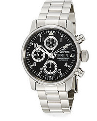 Fortis Flieger Stainless Steel Black Chronograph Watch