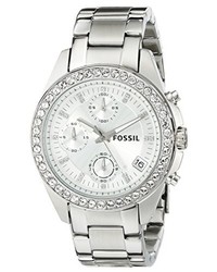 Fossil Es2681 Decker Silver Tone Stainless Steel Watch With Link Bracelet