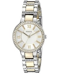 Fossil Es3503 Virginia Crystal Accented Two Tone Stainless Steel Watch
