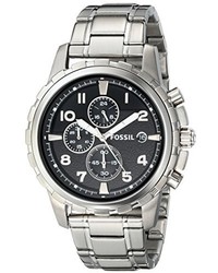 Fossil Fs4542 Dean Silver Tone Stainless Steel Chronograph Watch