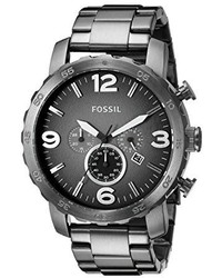 Fossil Jr1437 Nate Chronograph Smoke Stainless Steel Watch