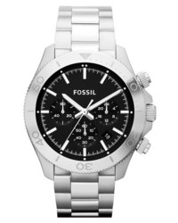 Fossil Retro Traveler Chronograph Bracelet Watch 45mm Silver Black