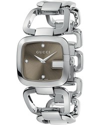 Gucci G  32mm Stainless Steel Bracelet With Diamonds Watch Ya125401 Watches