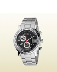 Gucci G Chrono Stainless Steel Watch With Diamonds