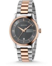 Gucci G Timeless Stainless Steel Pink Gold Bracelet Watch