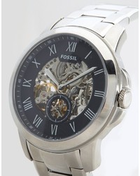 Fossil Grant Mechanical Bracelet Watch In Silver