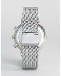 Reclaimed Vintage Inspired Dial Mesh Watch In Silver