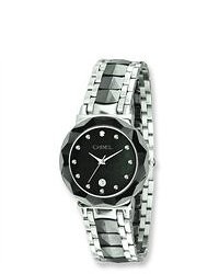 JewelryPot Chisel Stainless Steel Ceramic Black Dial Watch Metal Weight 198g