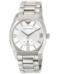 Emporio Armani Large Round Stainless Steel Two Hand 43mm Watch Silver
