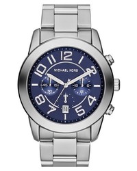 MICHAEL Michael Kors Michl Kors Mercer Large Chronograph Bracelet Watch 45mm Silver Blue