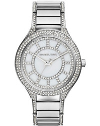 Michael Kors Michl Kors Mid Size Silver Color Stainless Steel Kerry Three Hand Glitz Watch