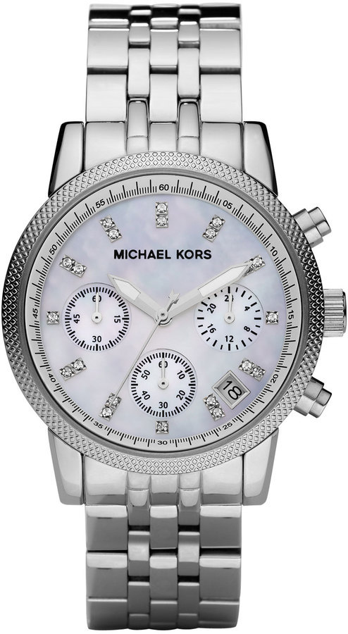 Michael Kors Michl Kors Mid Size Silver Color Stainless Steel Ritz ...