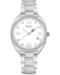 Fendi Moto Lady Stainless Steel Watch With Diamonds 34mm